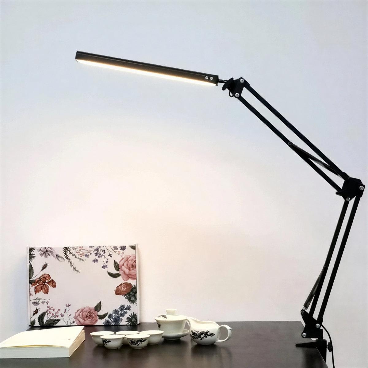 Dimmable LED Desk Lamp With Adjustable Foldable Swing Arm