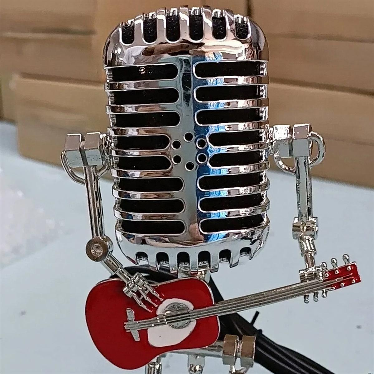 Dimmable Table Lamp With Retro Microphone And Guitar Design