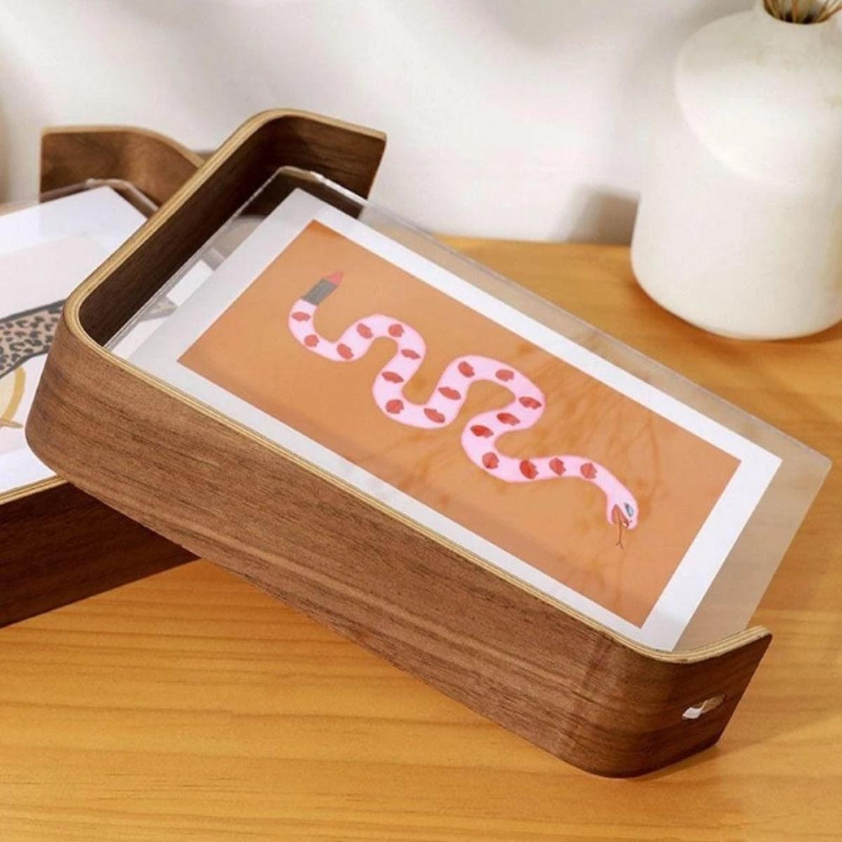 Double Sided Picture Frame For Tabletop Display With Curved Modern Design