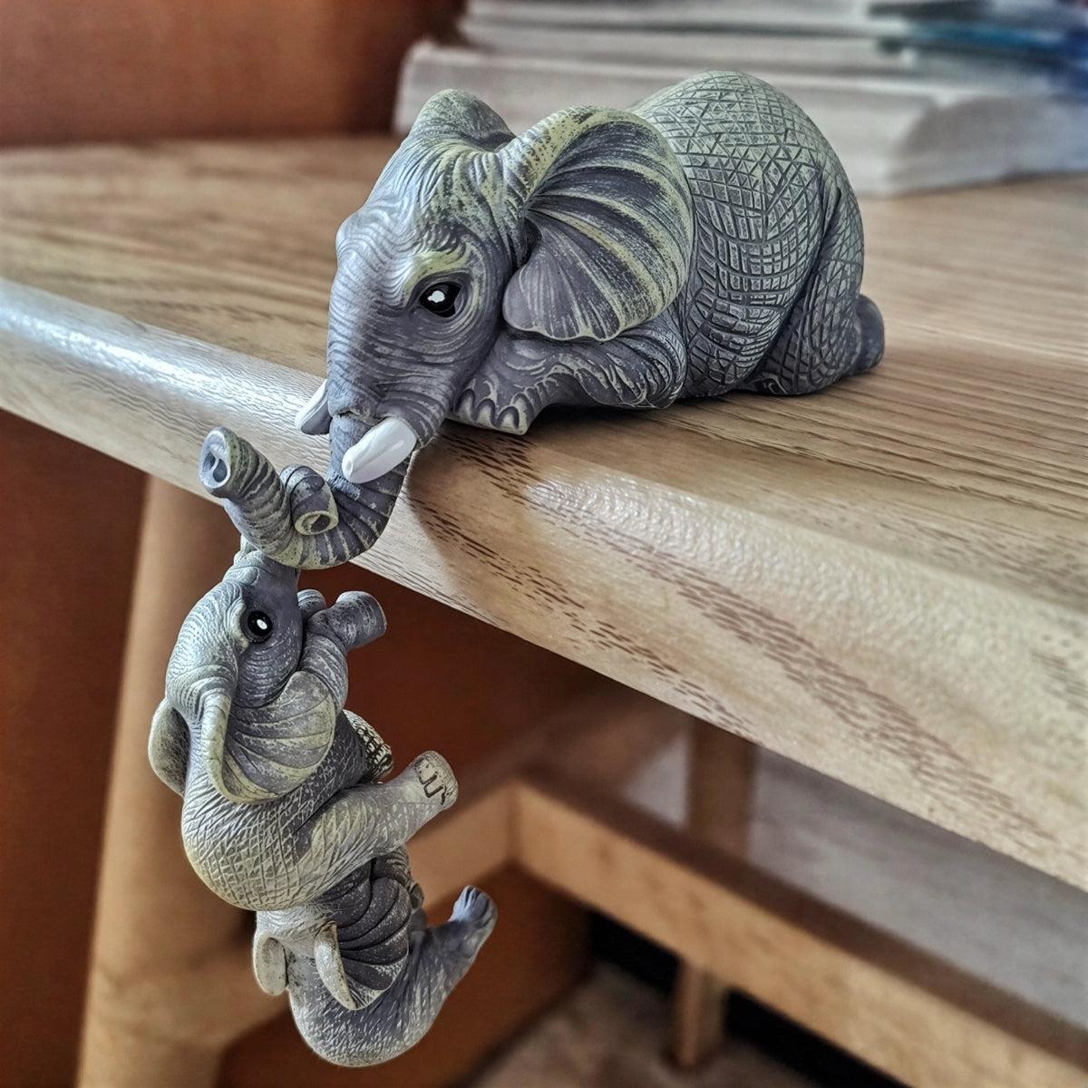 Elephant Ornament Figurine With Hanging Mother And Baby Statue Decor