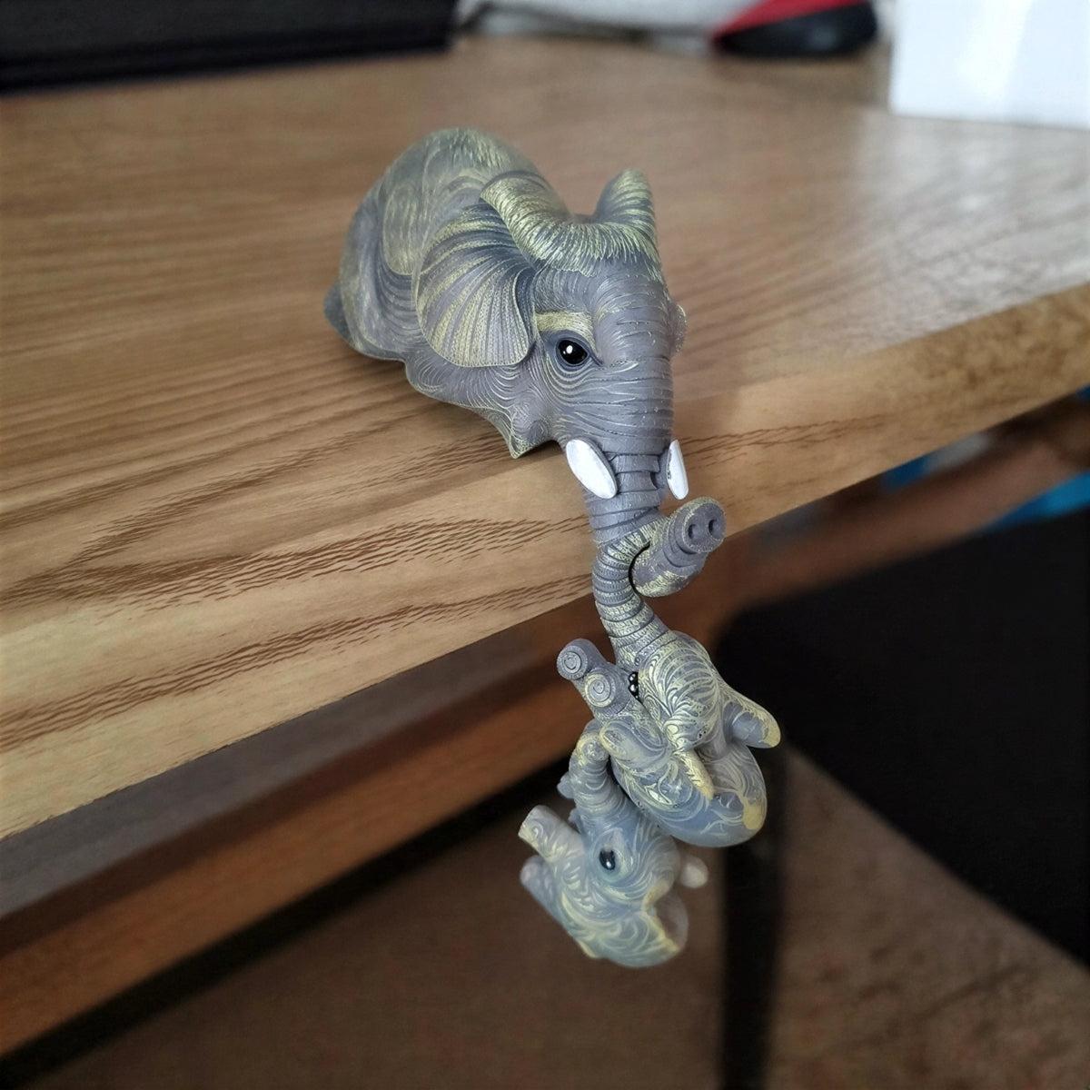 Elephant Ornament Figurine With Hanging Mother And Baby Statue Decor