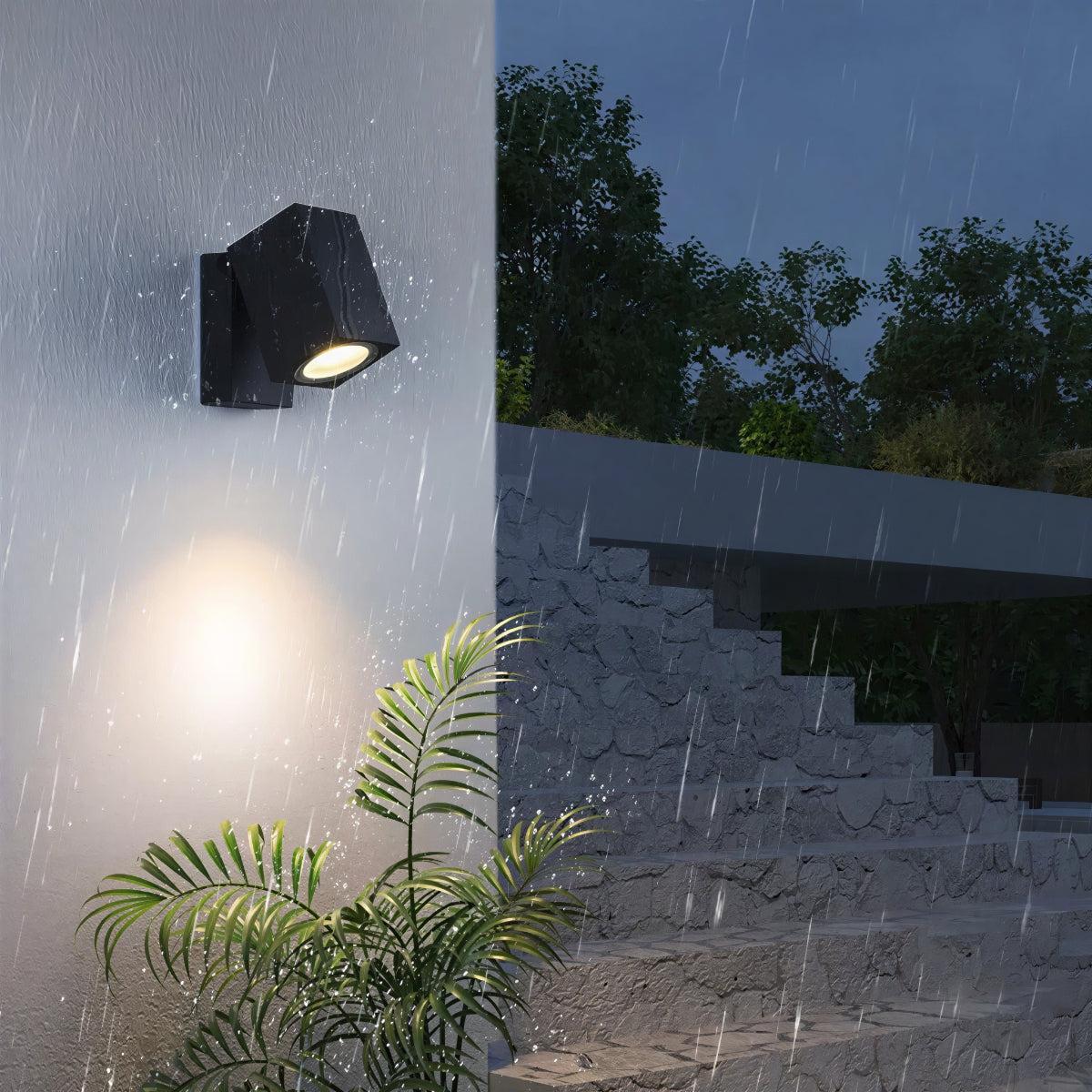 Exterior Outdoor Cube Wall Light With Spotlight And Adjustable Swivel