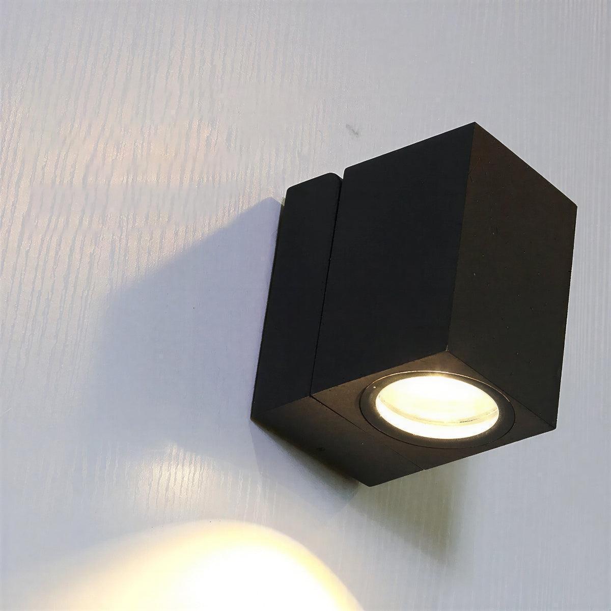 Exterior Outdoor Cube Wall Light With Spotlight And Adjustable Swivel
