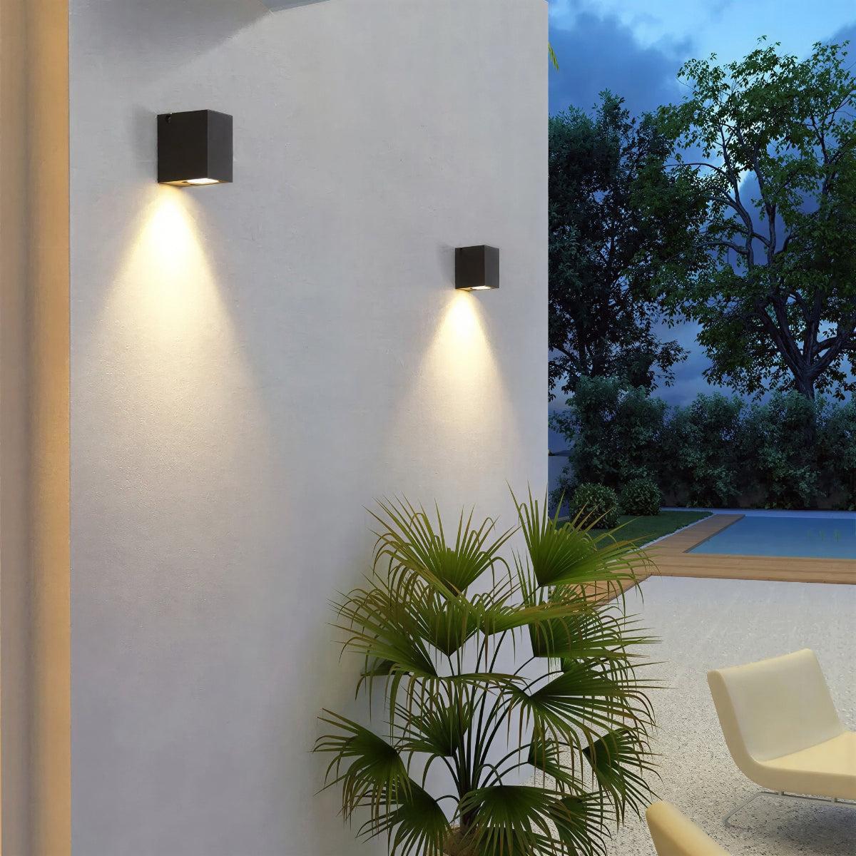 Exterior Outdoor Cube Wall Light With Spotlight And Adjustable Swivel