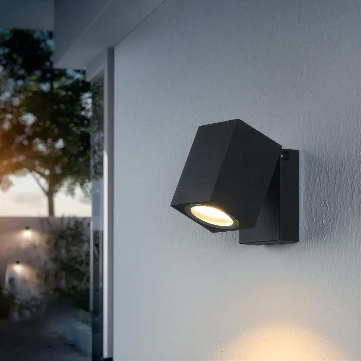 Exterior Outdoor Cube Wall Light With Spotlight And Adjustable Swivel