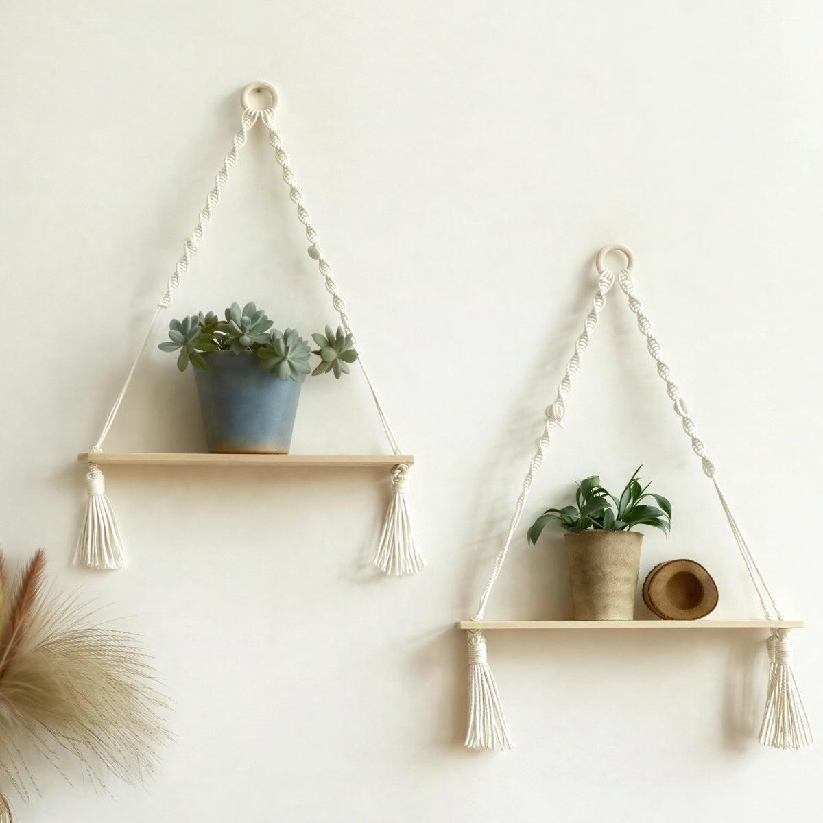 Floating Wall Mounted Shelf With Decorative Boho Design