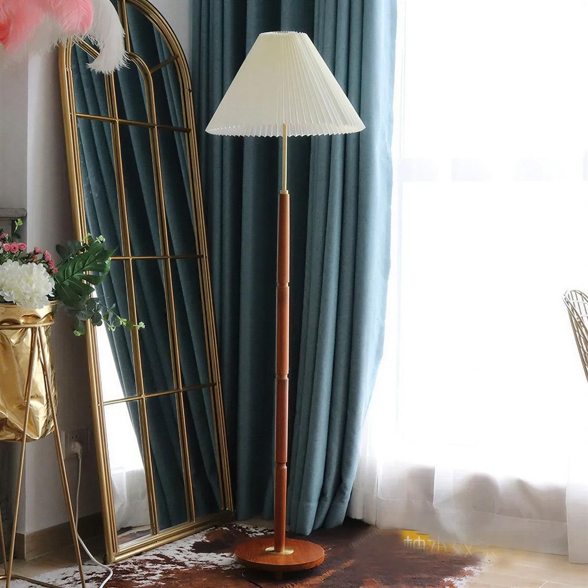 Floor Lamp For Living Room With Cone Pleated Shade