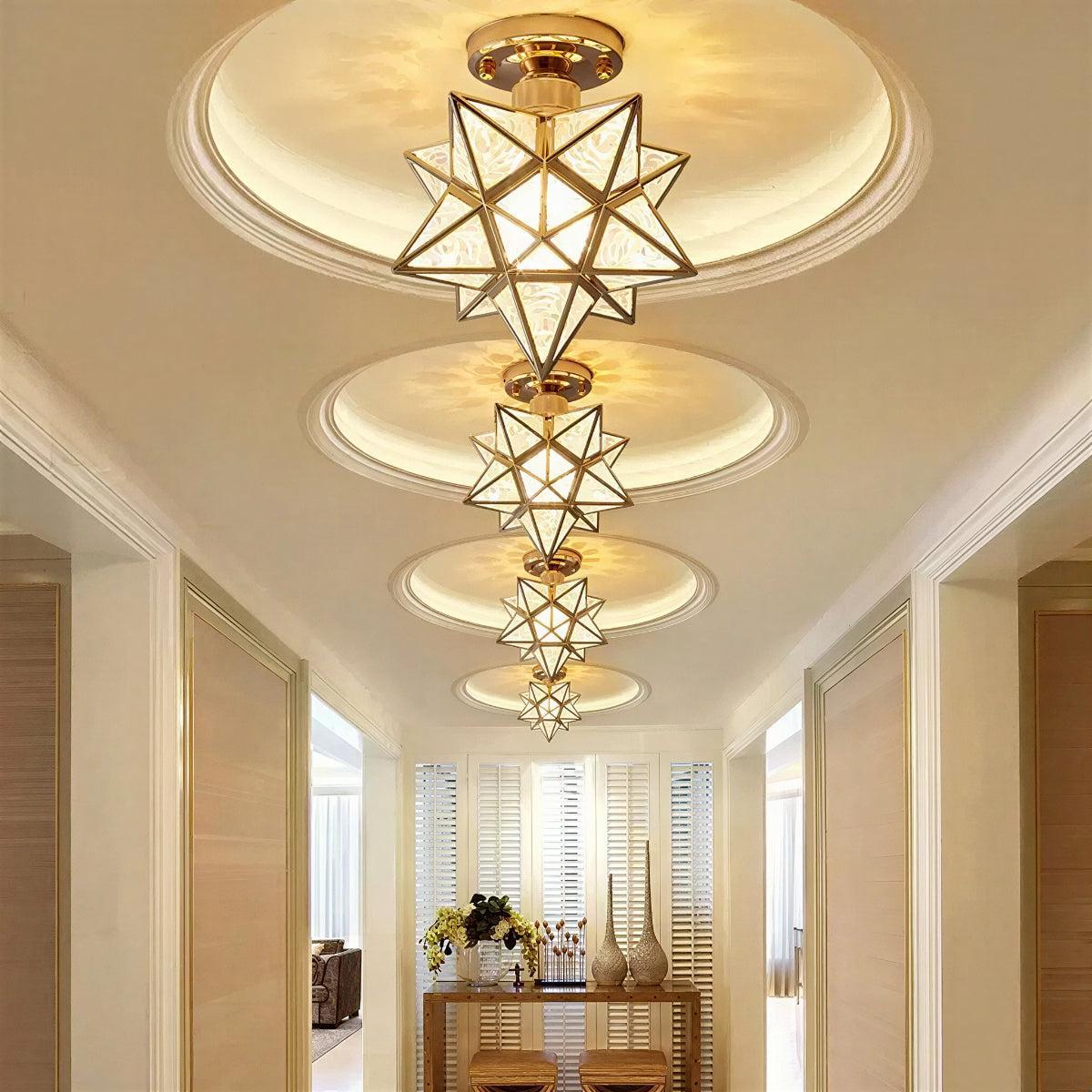 Geometric Star Styled Semi Flush Ceiling Light