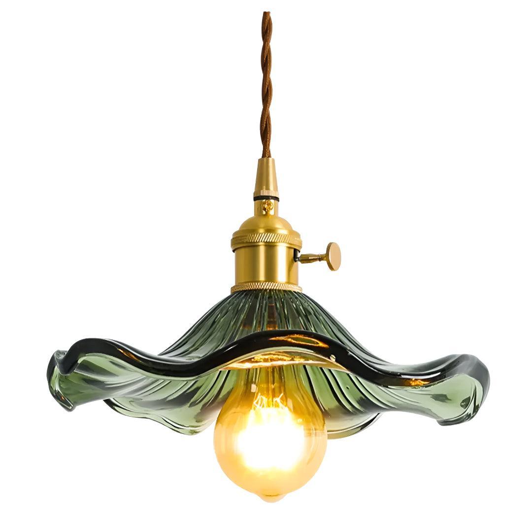 Glass Pendant Lighting With Floral Ceiling Design