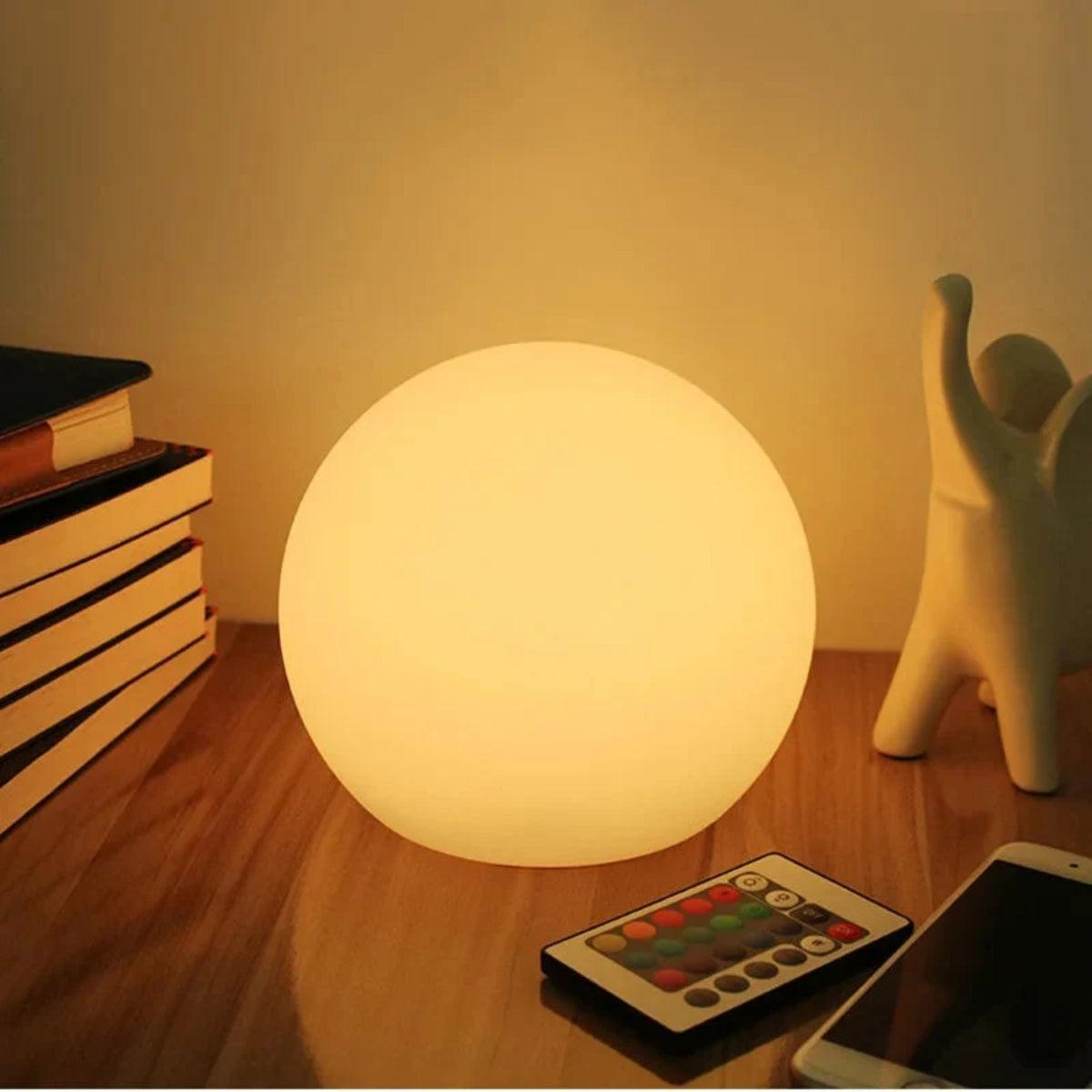 Globe Bedside Table Lamp With Rechargeable And Remote Control Dimming