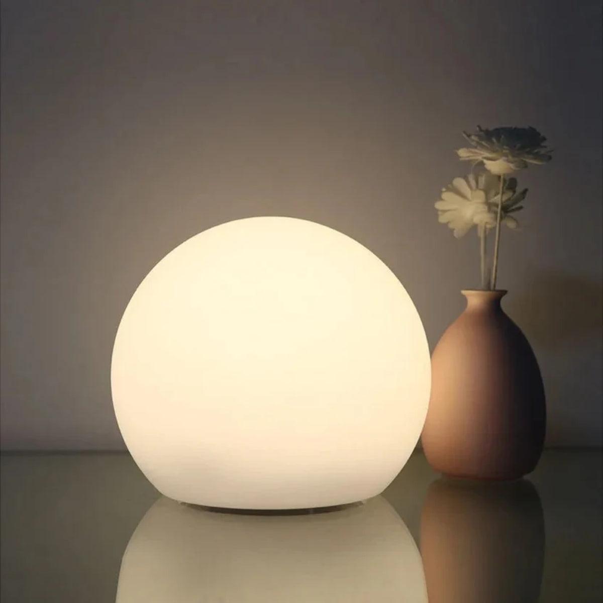 Globe Bedside Table Lamp With Rechargeable And Remote Control Dimming