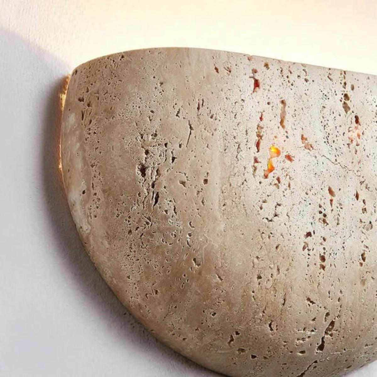 Indoor Wabi Sabi Retro Stone Wall Light With Half Moon Design