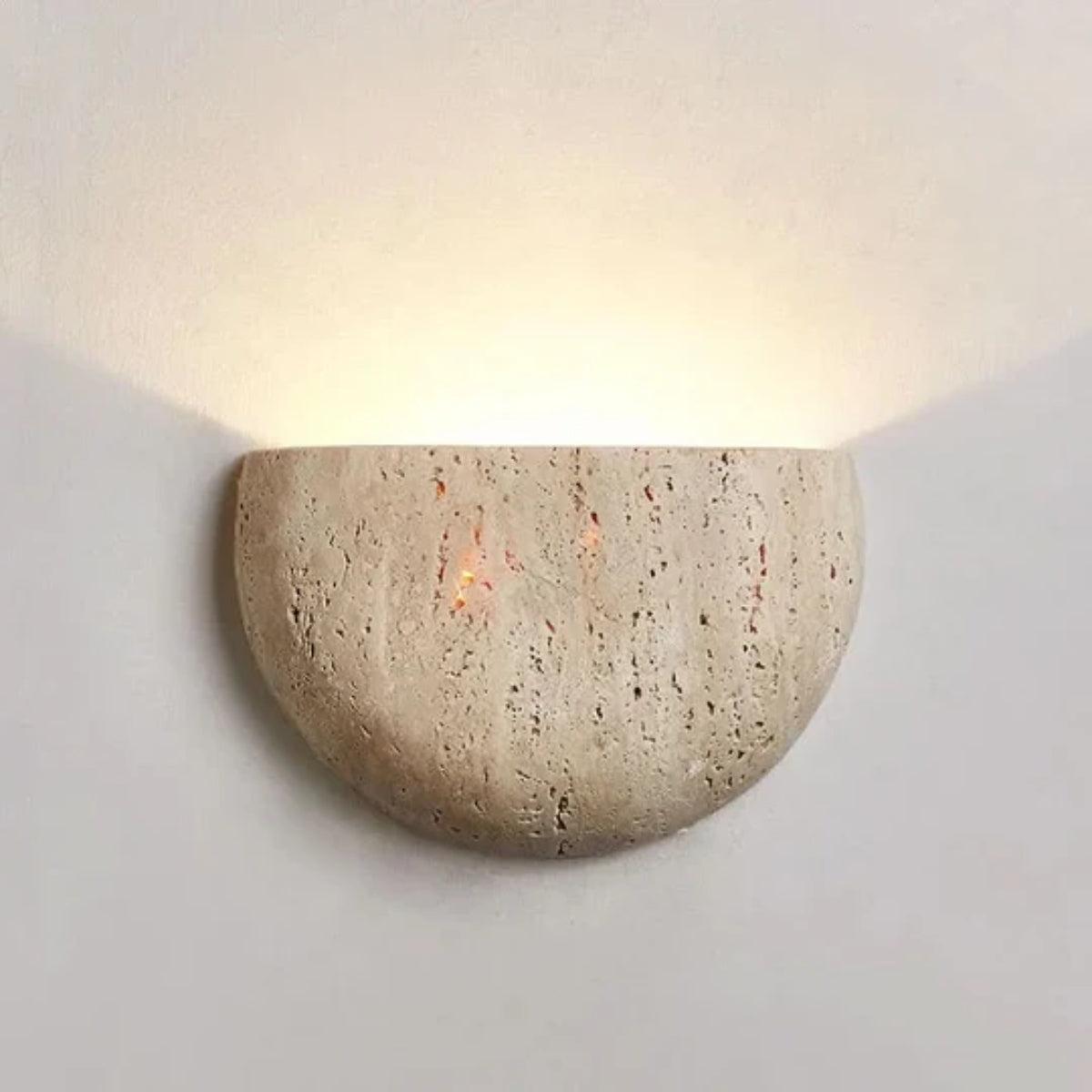 Indoor Wabi Sabi Retro Stone Wall Light With Half Moon Design