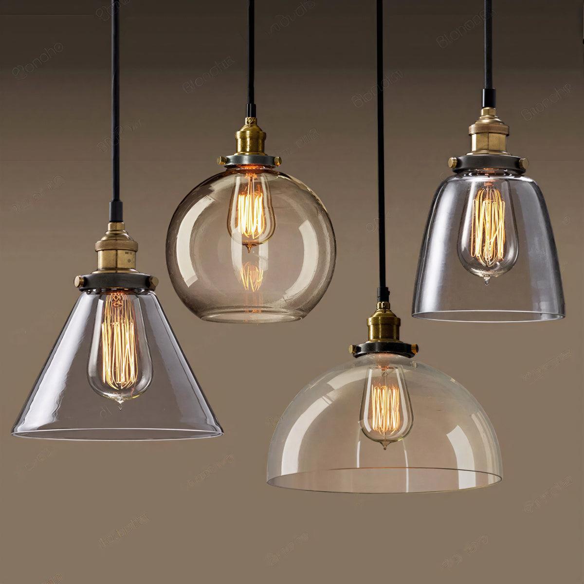 Industrial Glass Hanging Pendant Light With Modern Minimalist Design