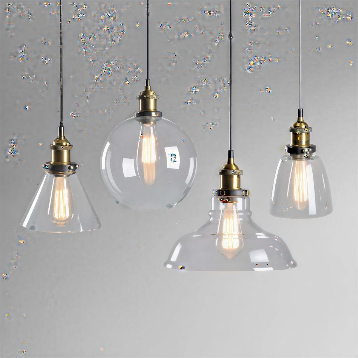 Industrial Glass Hanging Pendant Light With Modern Minimalist Design