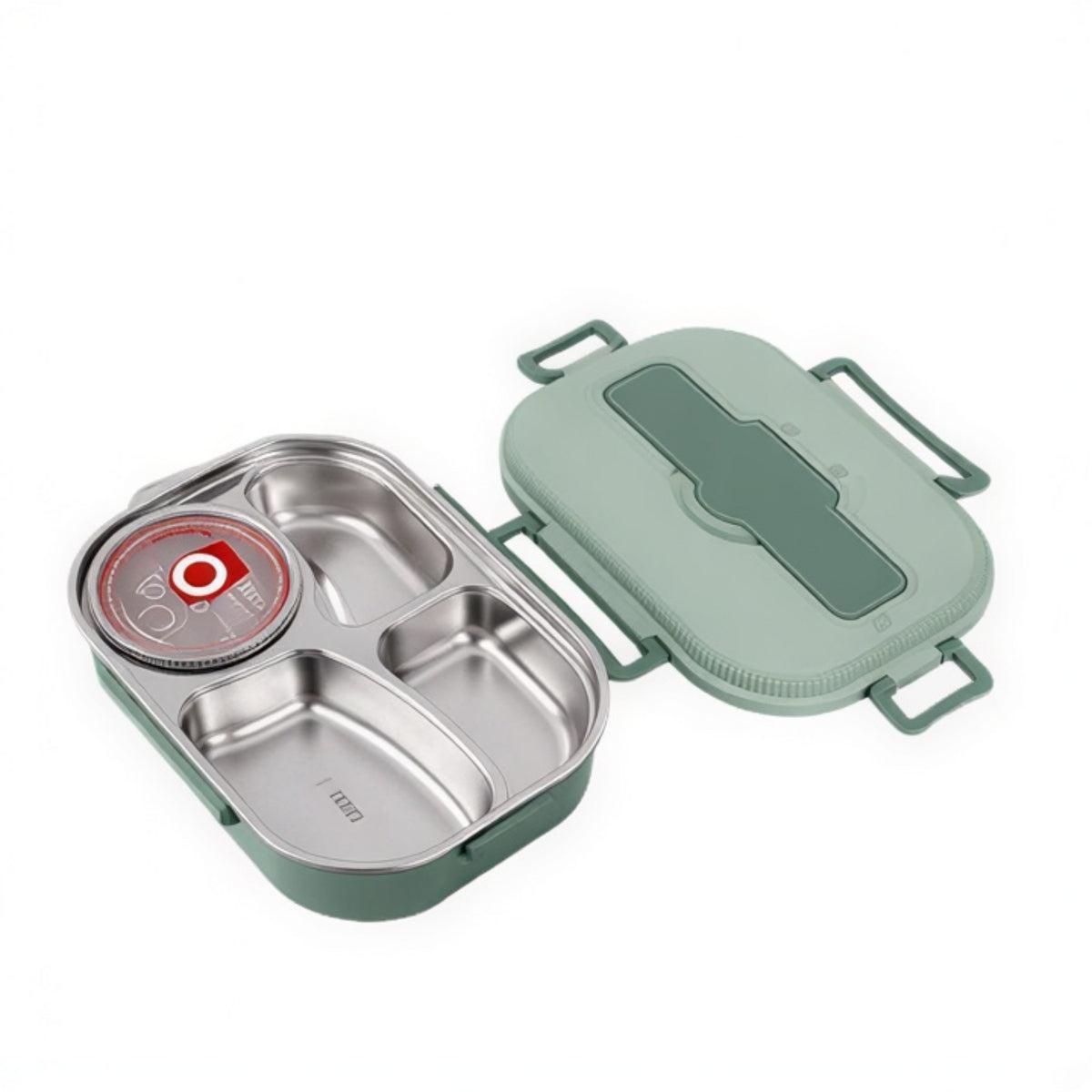 Insulated Lunch Box With Compartmentalised Trays And Utensils