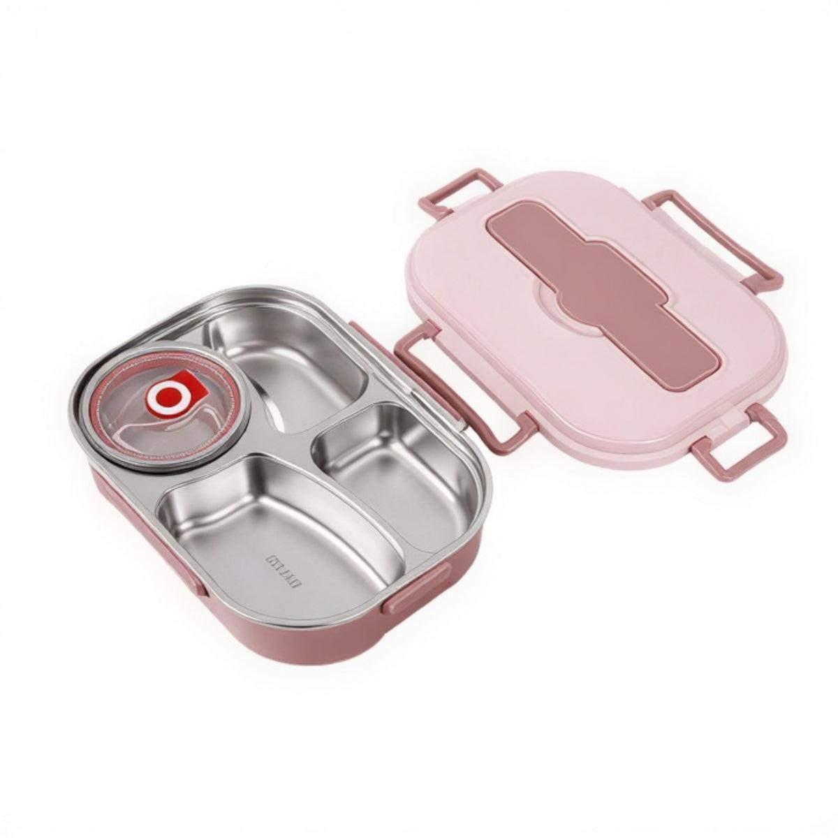 Insulated Lunch Box With Compartmentalised Trays And Utensils