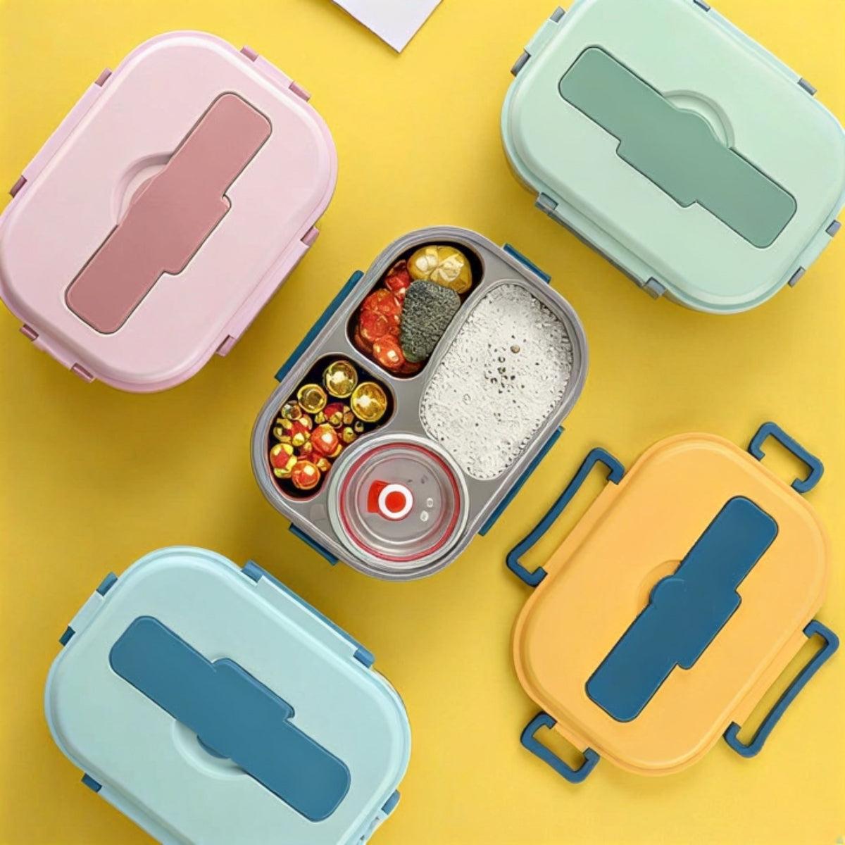 Insulated Lunch Box With Compartmentalised Trays And Utensils
