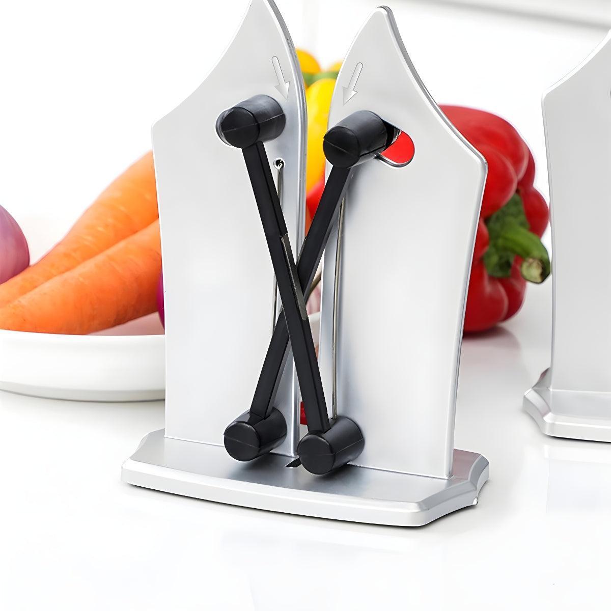 Kitchen Knife Sharpener For Manual Sharpening With Flexible Spring Arms