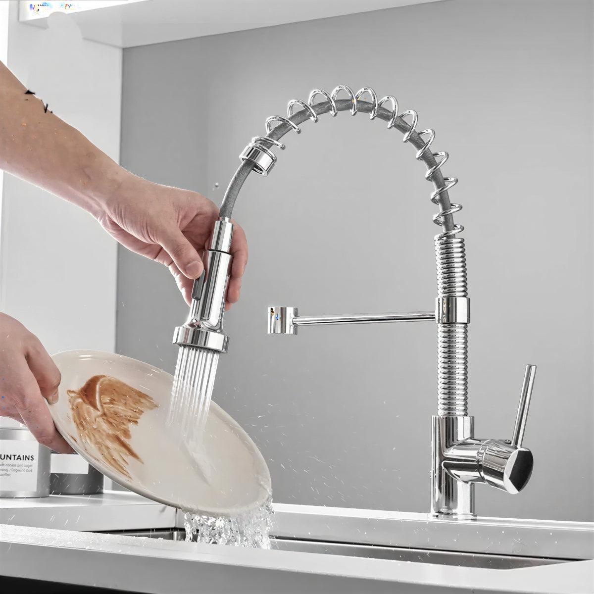 Kitchen Sink Mixer Tap With Independent Dual Outlet Spouts