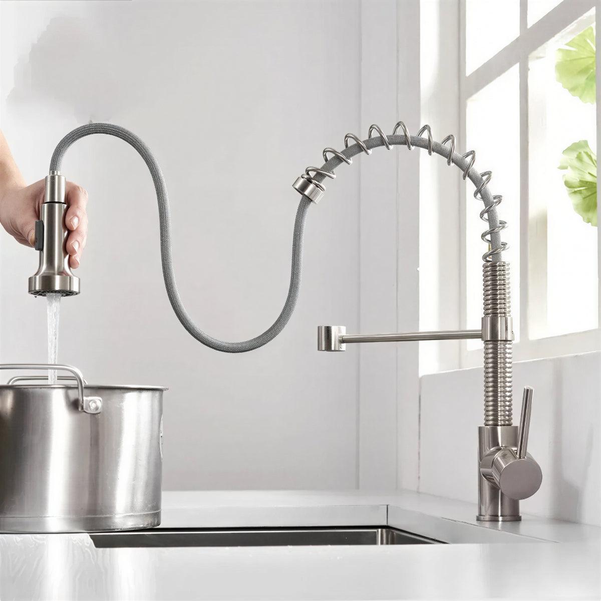 Kitchen Sink Mixer Tap With Independent Dual Outlet Spouts