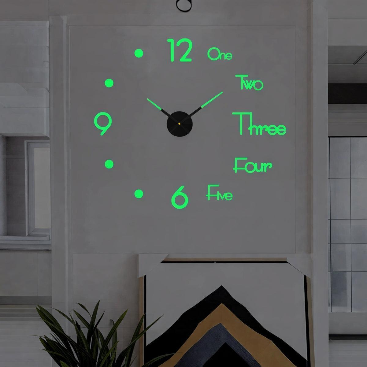 Large Frameless Silent Wall Clock With 3D Numerical Design