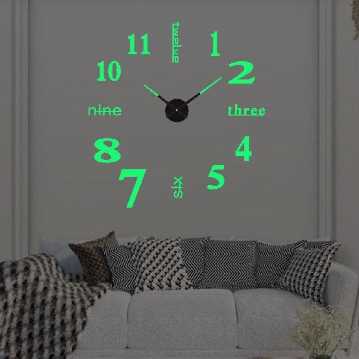 Large Frameless Silent Wall Clock With 3D Numerical Design