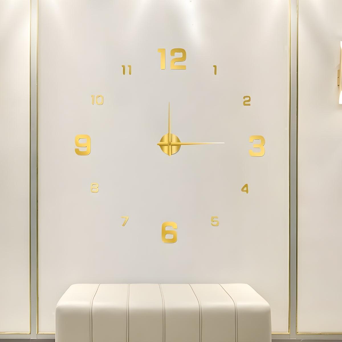 Large Frameless Silent Wall Clock With 3D Numerical Design