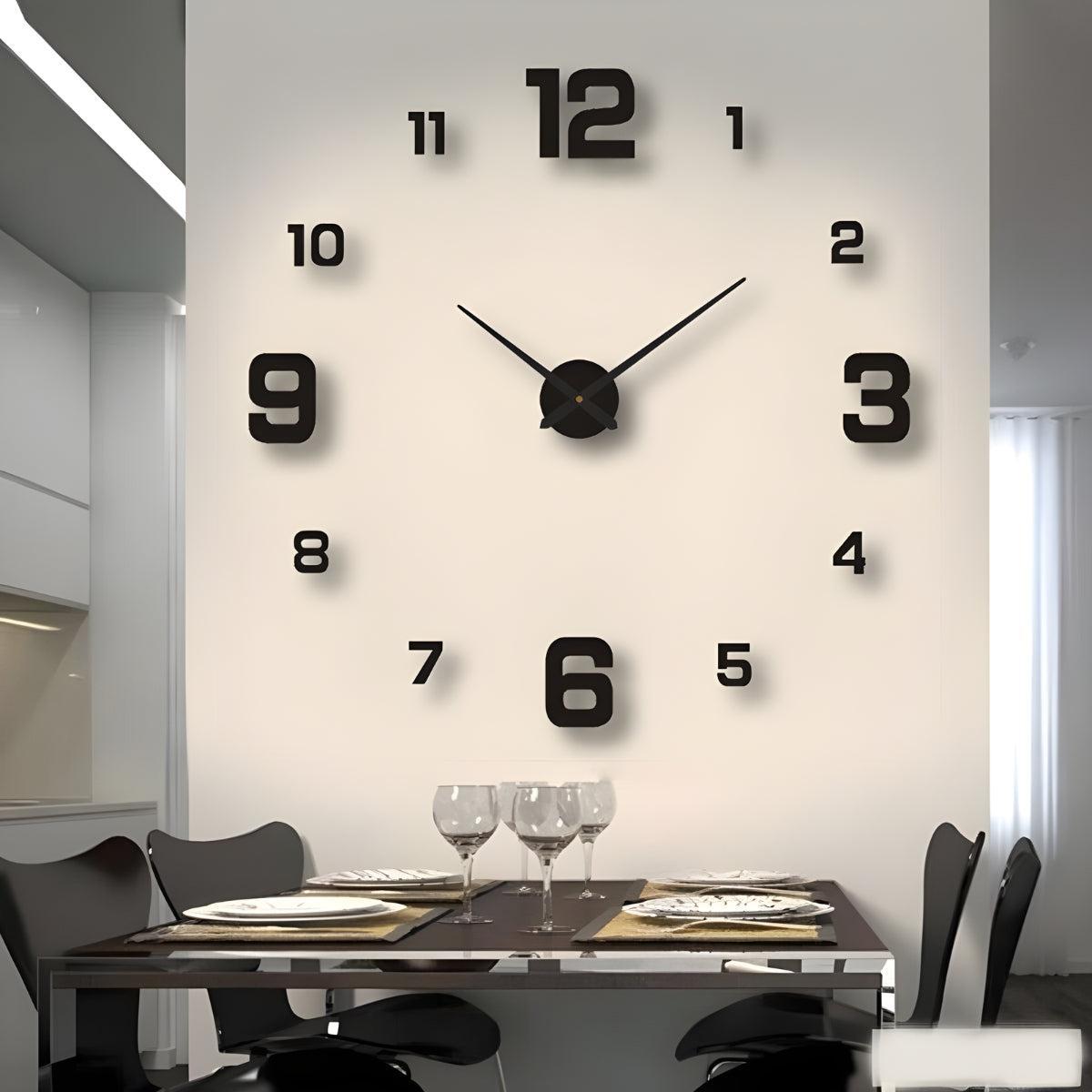 Large Frameless Silent Wall Clock With 3D Numerical Design