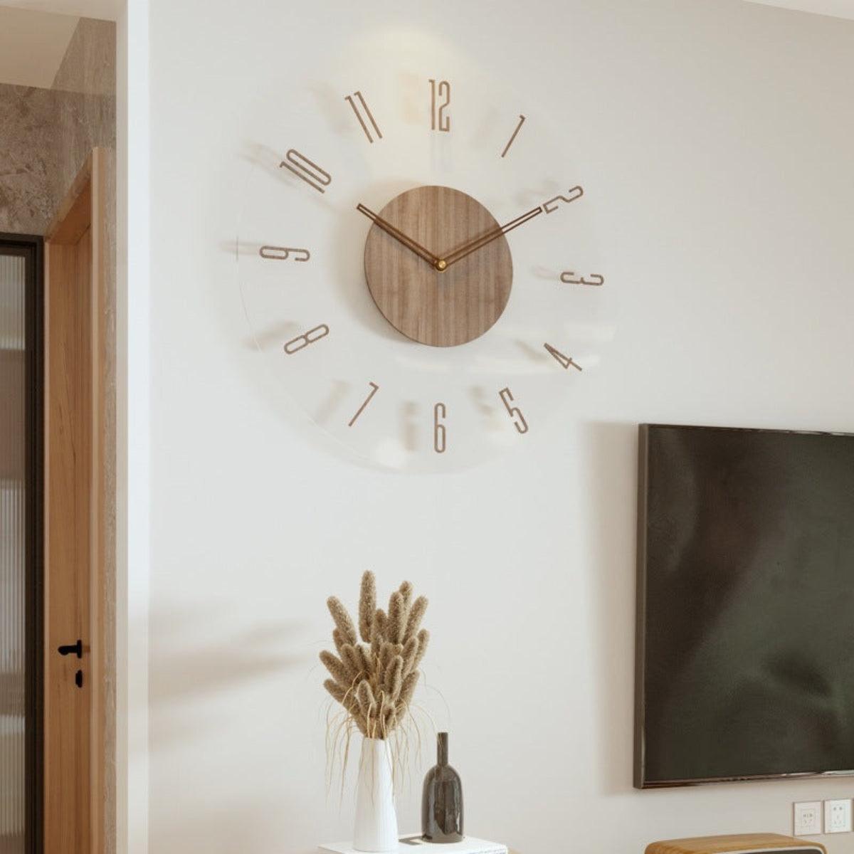 Large Minimalist Wooden Wall Clock For Contemporary Interiors With Silent Mechanism