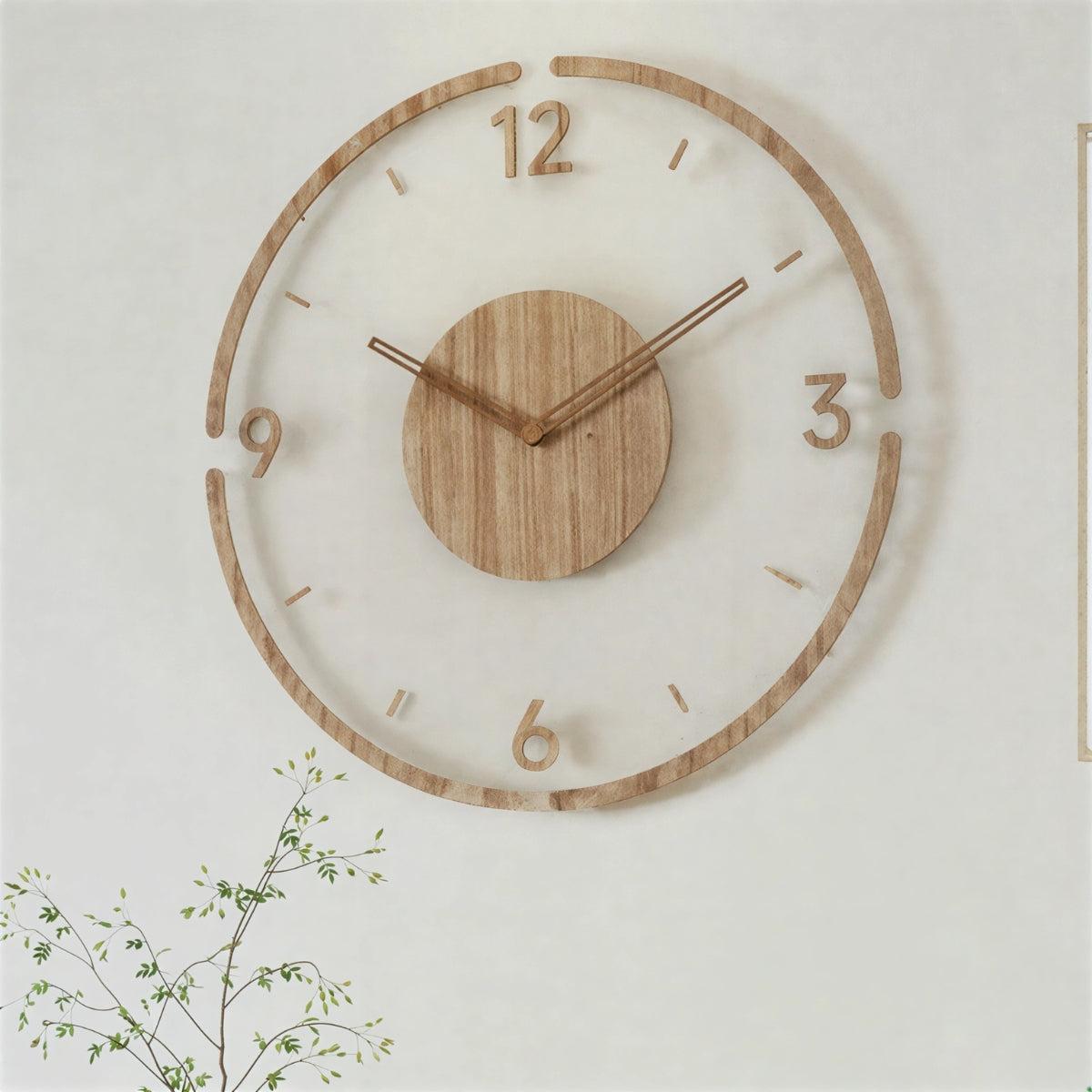 Large Minimalist Wooden Wall Clock For Contemporary Interiors With Silent Mechanism