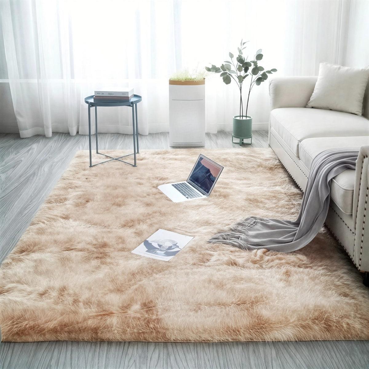 Large Shaggy Plush Living Room Rug With Anti Slip Backing