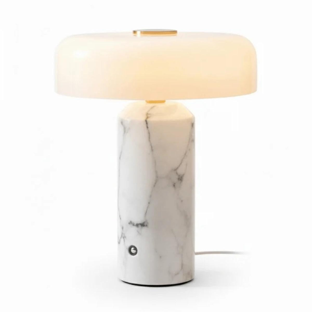 Marble Table Lamp With Opal Styled Shade