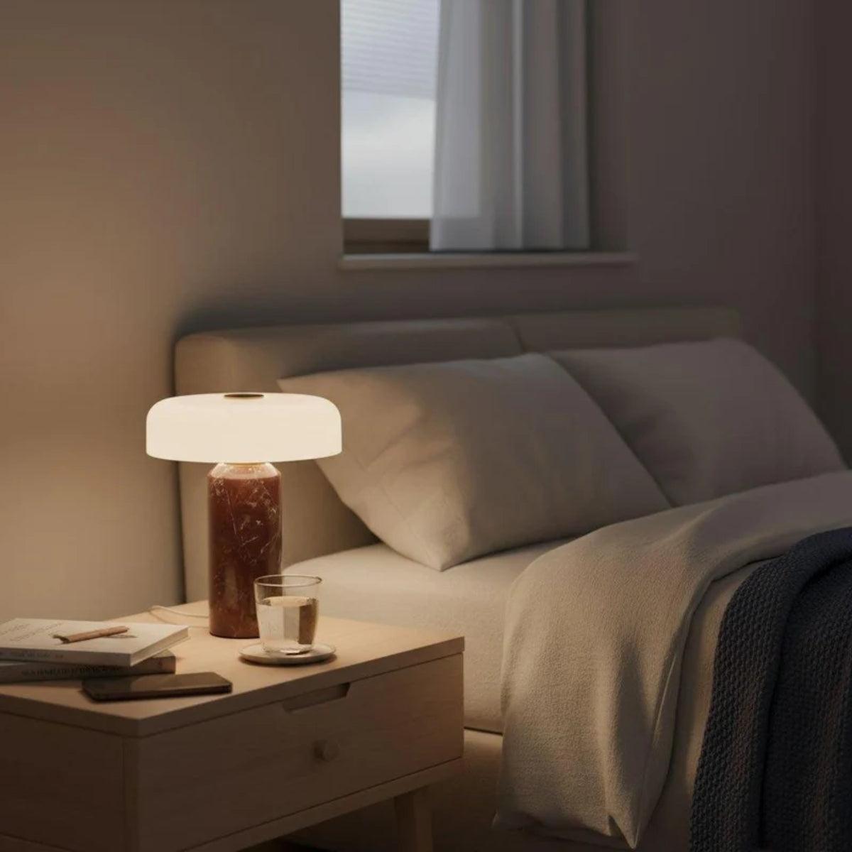 Marble Table Lamp With Opal Styled Shade