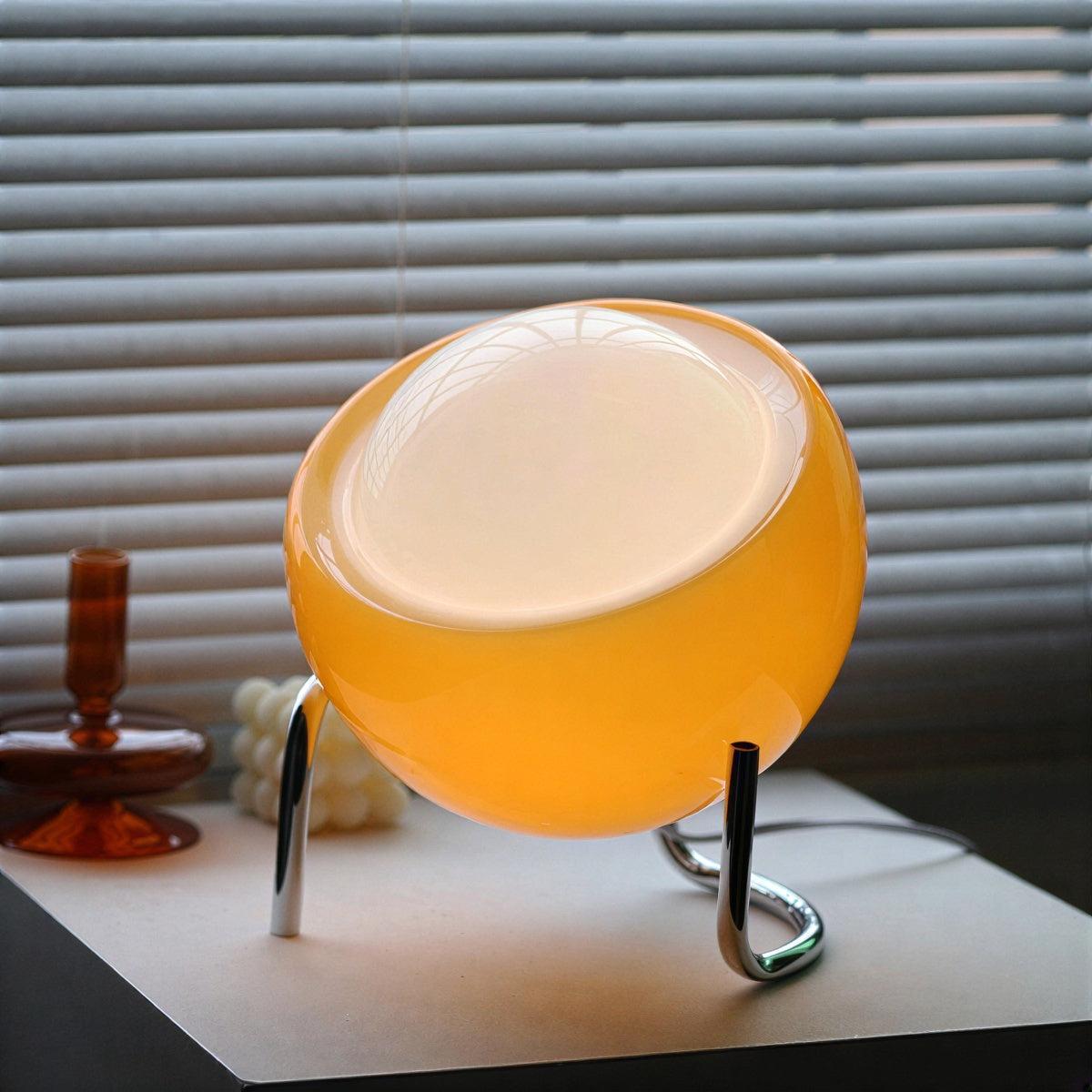 Mid Century Bauhaus Styled Table Lamp With Spherical Design Aesthetic