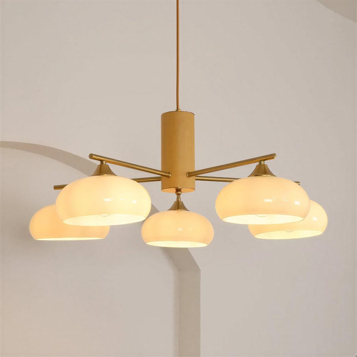Mid Century Chandelier Ceiling Light Fixture With Elliptical Multi Head Design