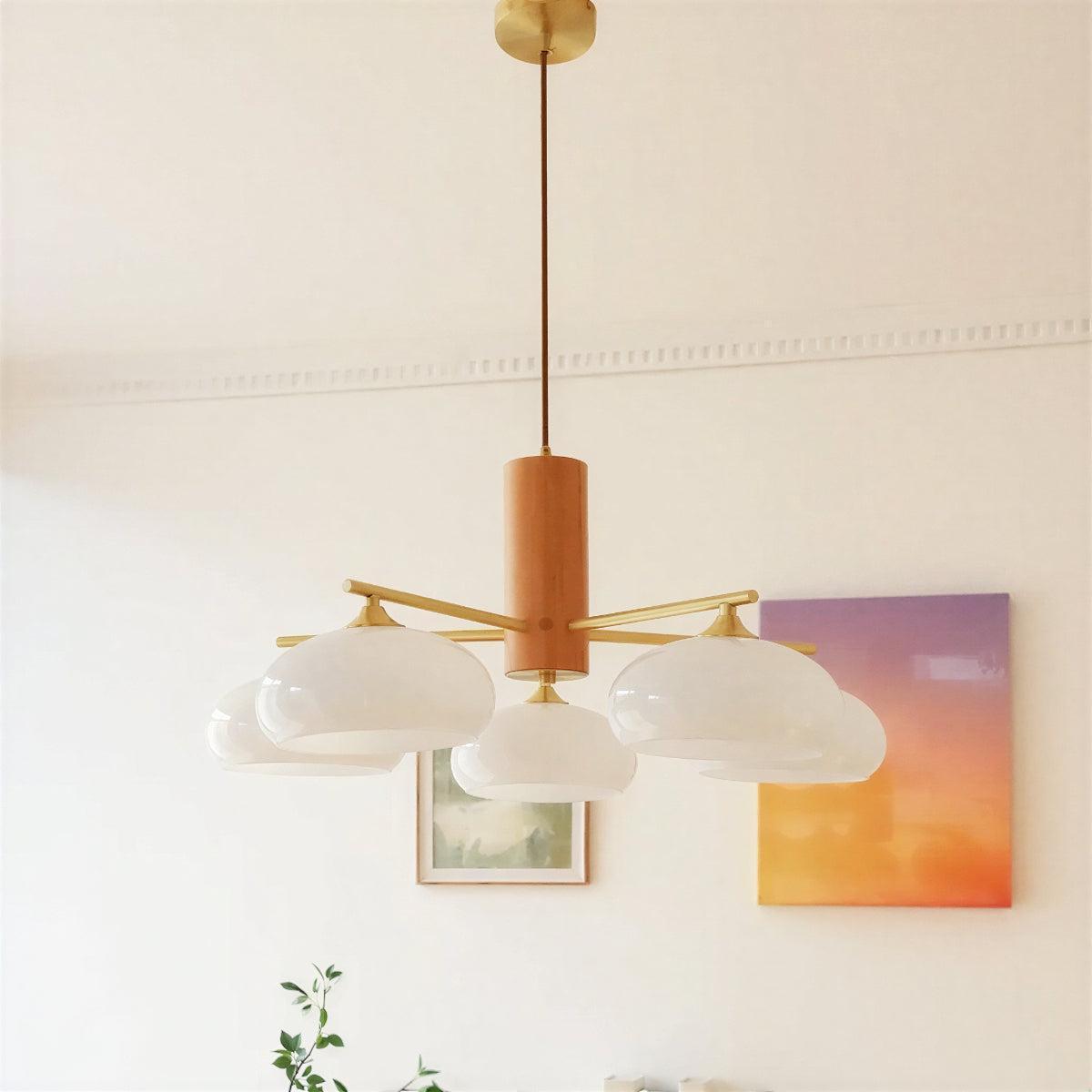 Mid Century Chandelier Ceiling Light Fixture With Elliptical Multi Head Design