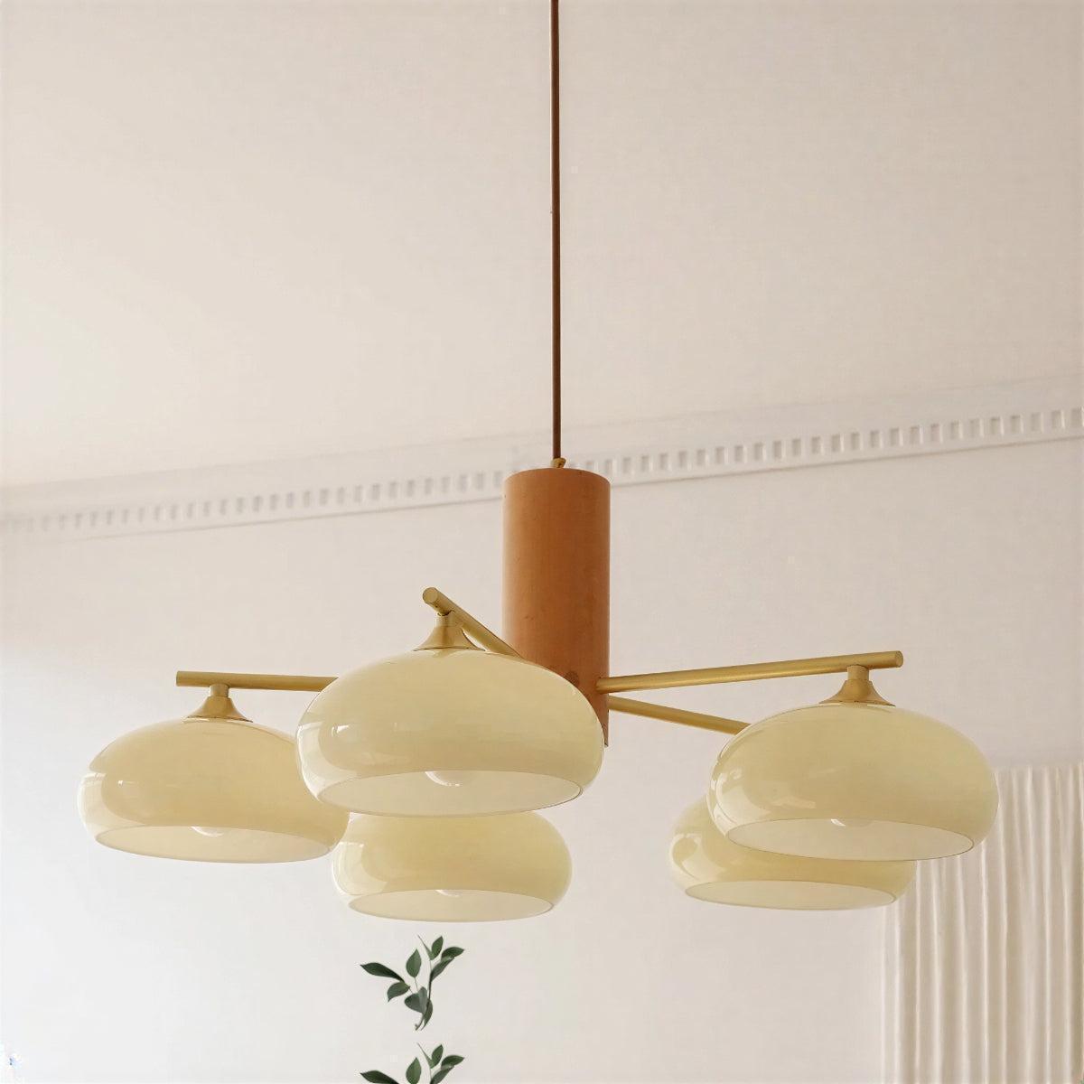 Mid Century Chandelier Ceiling Light Fixture With Elliptical Multi Head Design