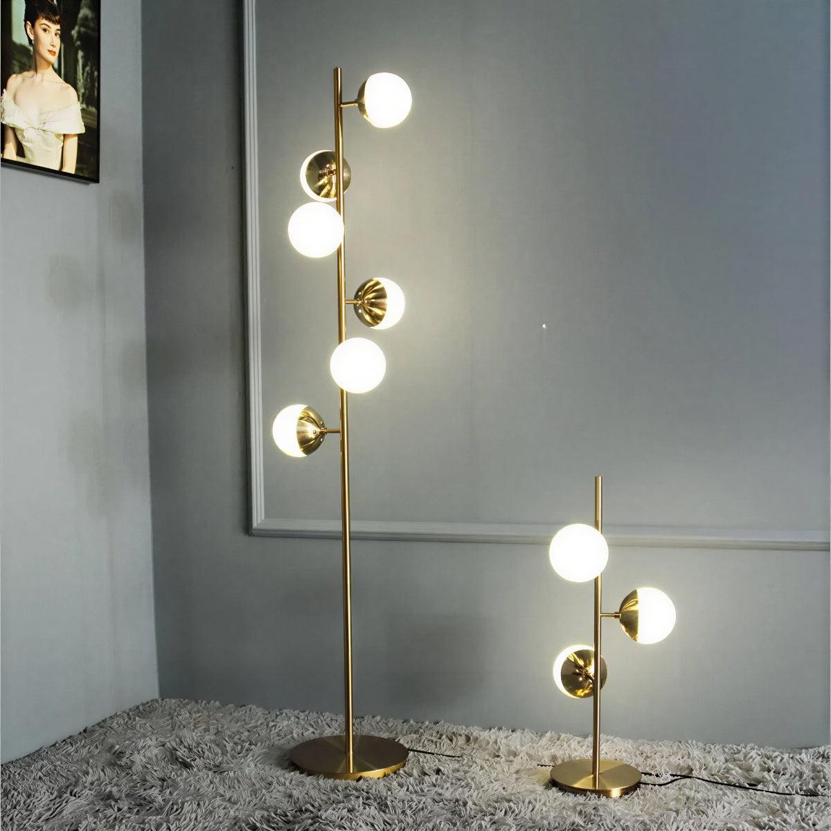 Mid Century Sputnik Floor Lamp With Glass Globe Shades