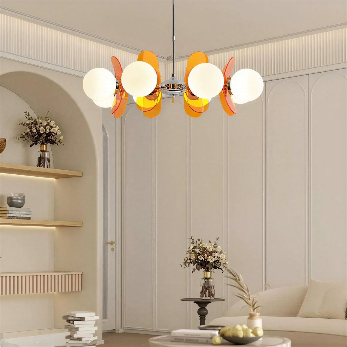 Mid Century Sputnik Pendant Ceiling Light With Glass Orb Shades