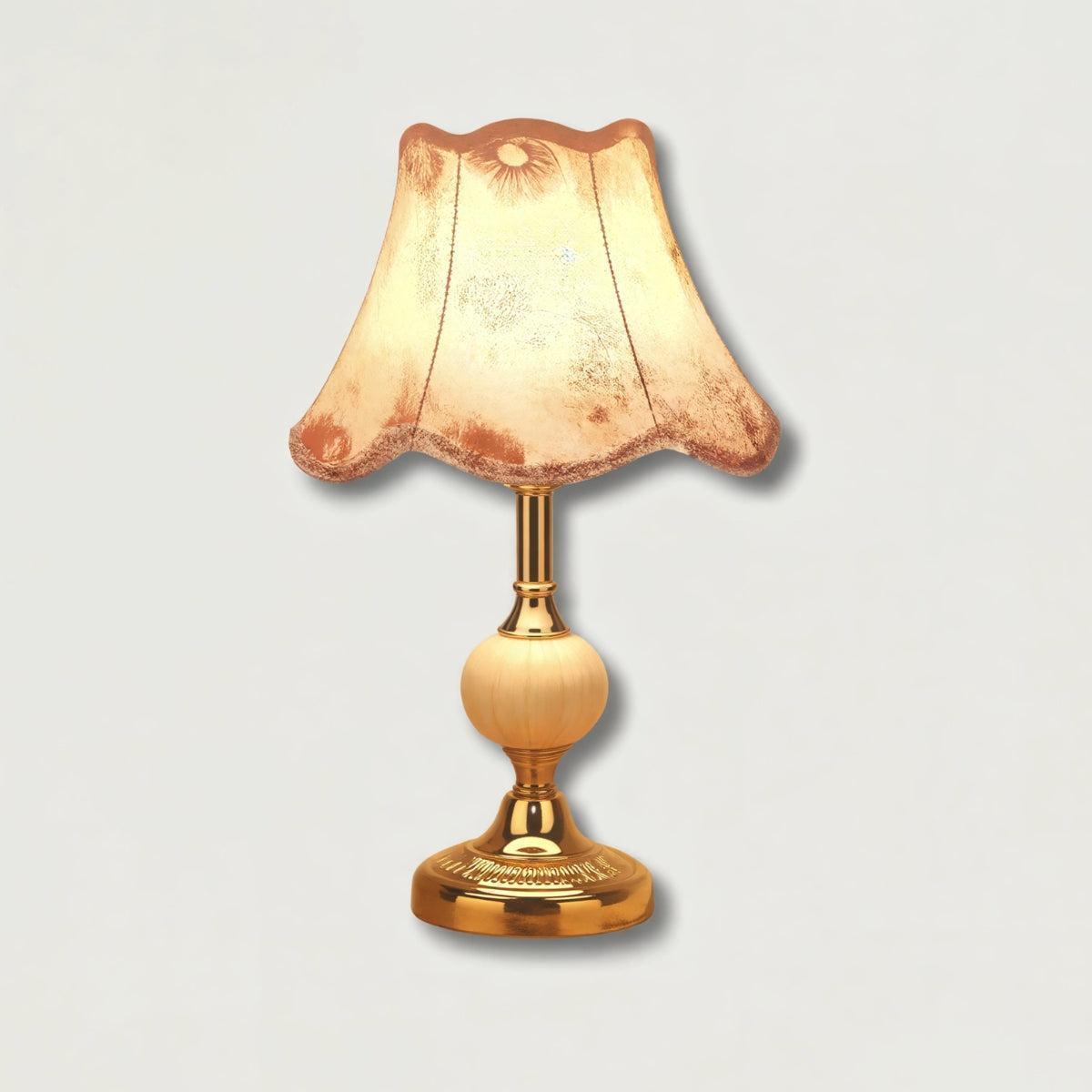 Mid Century Table Lamp With Vintage Scandinavian Design And Scalloped Shade
