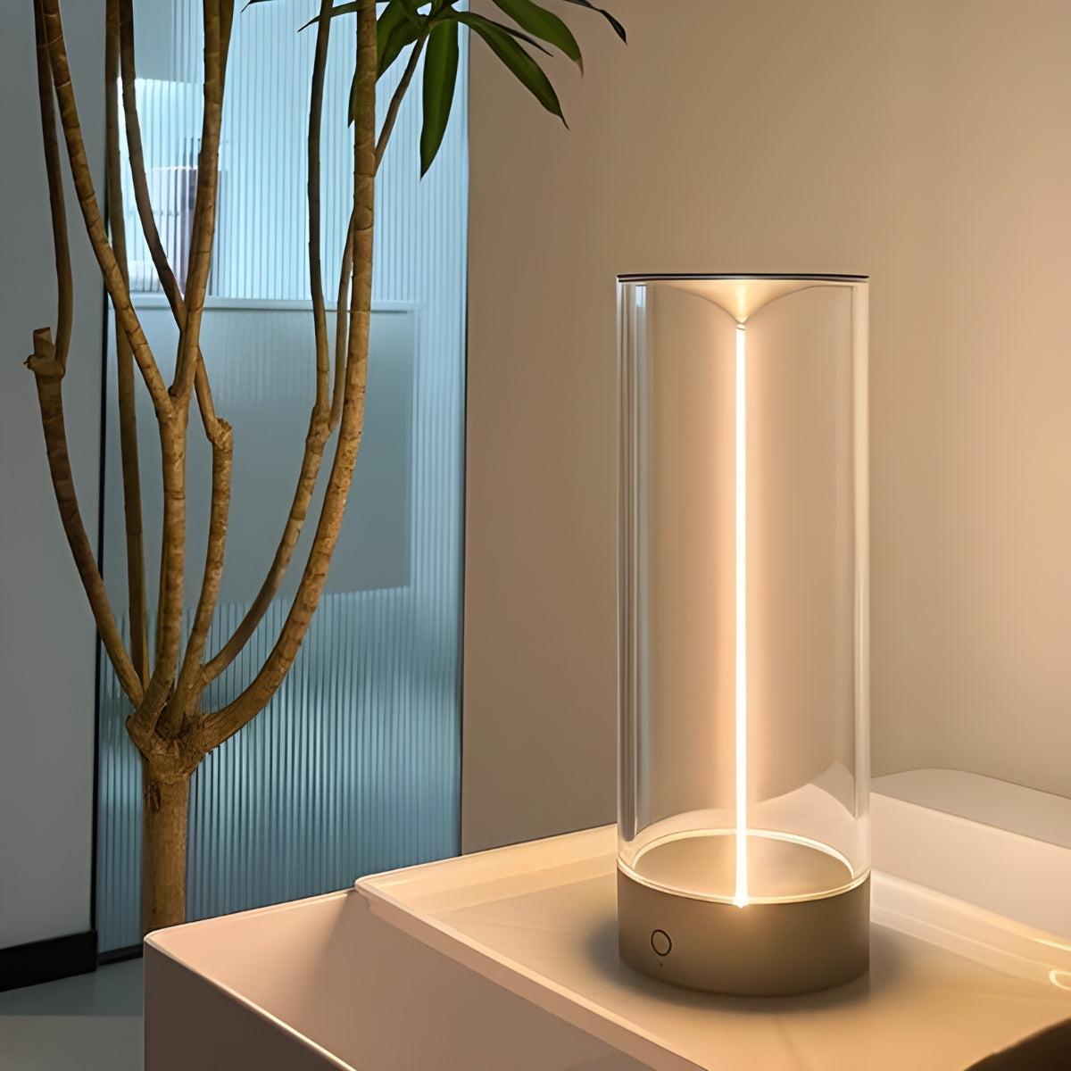 Minimalist Cordless Rechargeable Cylinder Table Lamp With Touch Dimmer Control