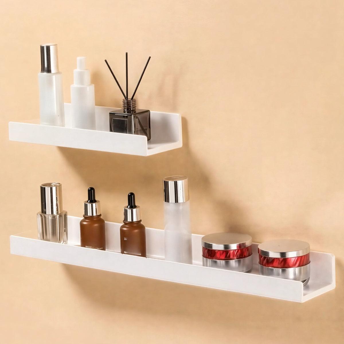 Minimalist Floating Wall Shelves With No Drill Adhesive Application