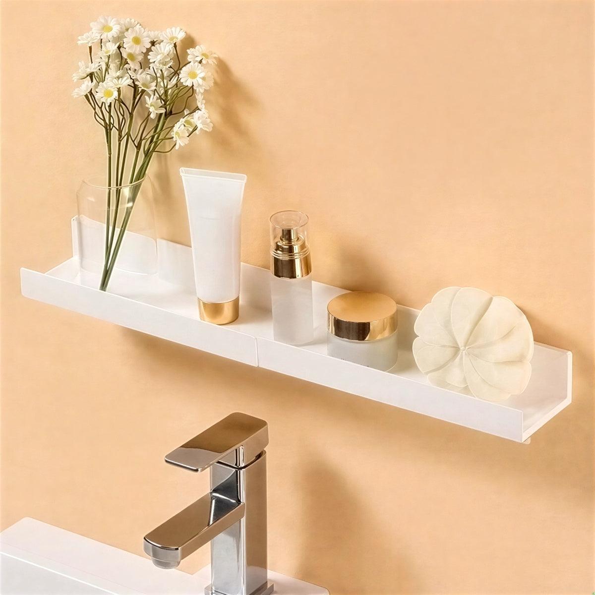Minimalist Floating Wall Shelves With No Drill Adhesive Application