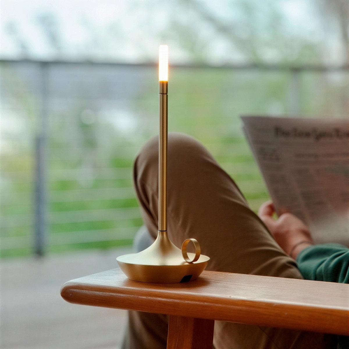 Minimalistic Candle Styled Rechargeable Cordless Table Lamp With Battery Operation
