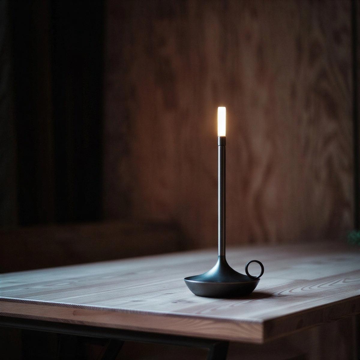 Minimalistic Candle Styled Rechargeable Cordless Table Lamp With Battery Operation