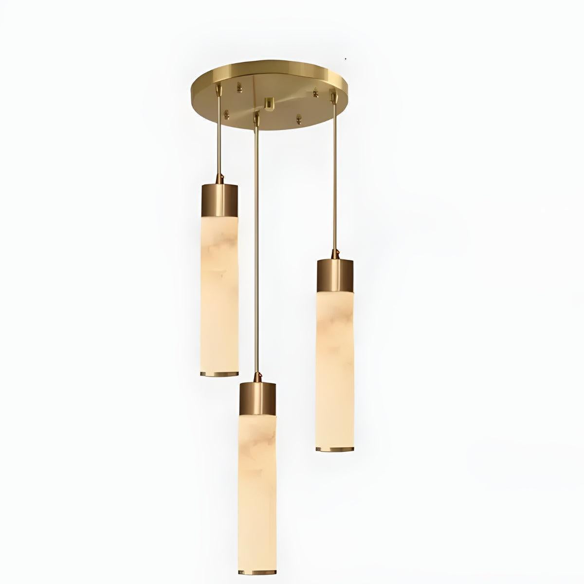 Modern Alabaster Ceiling Pendant Light With Marbled Detail And Brass Base