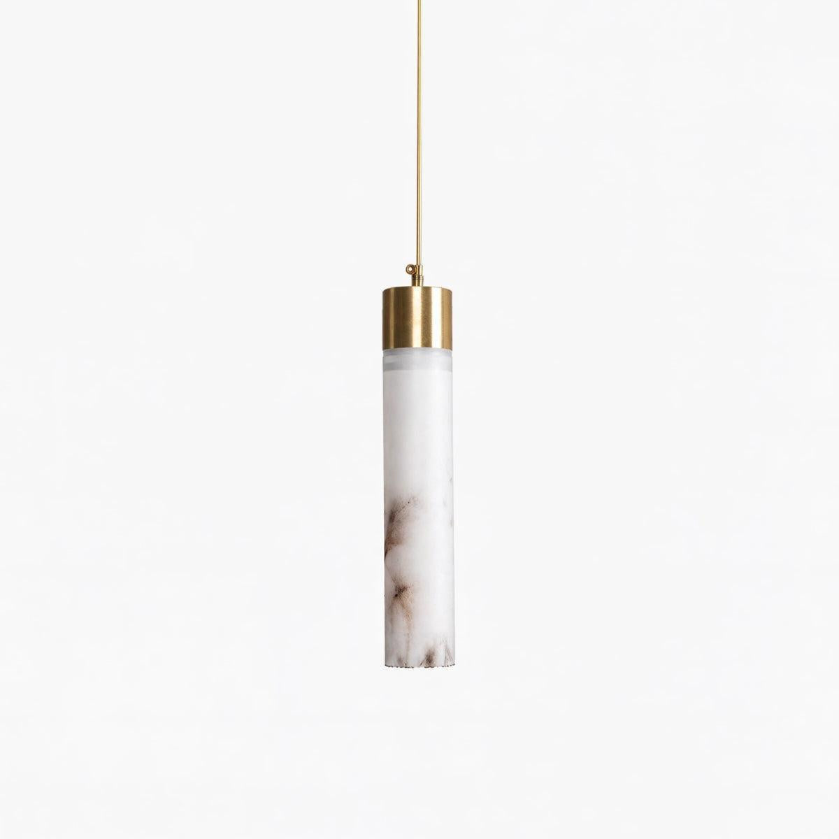 Modern Alabaster Ceiling Pendant Light With Marbled Detail And Brass Base