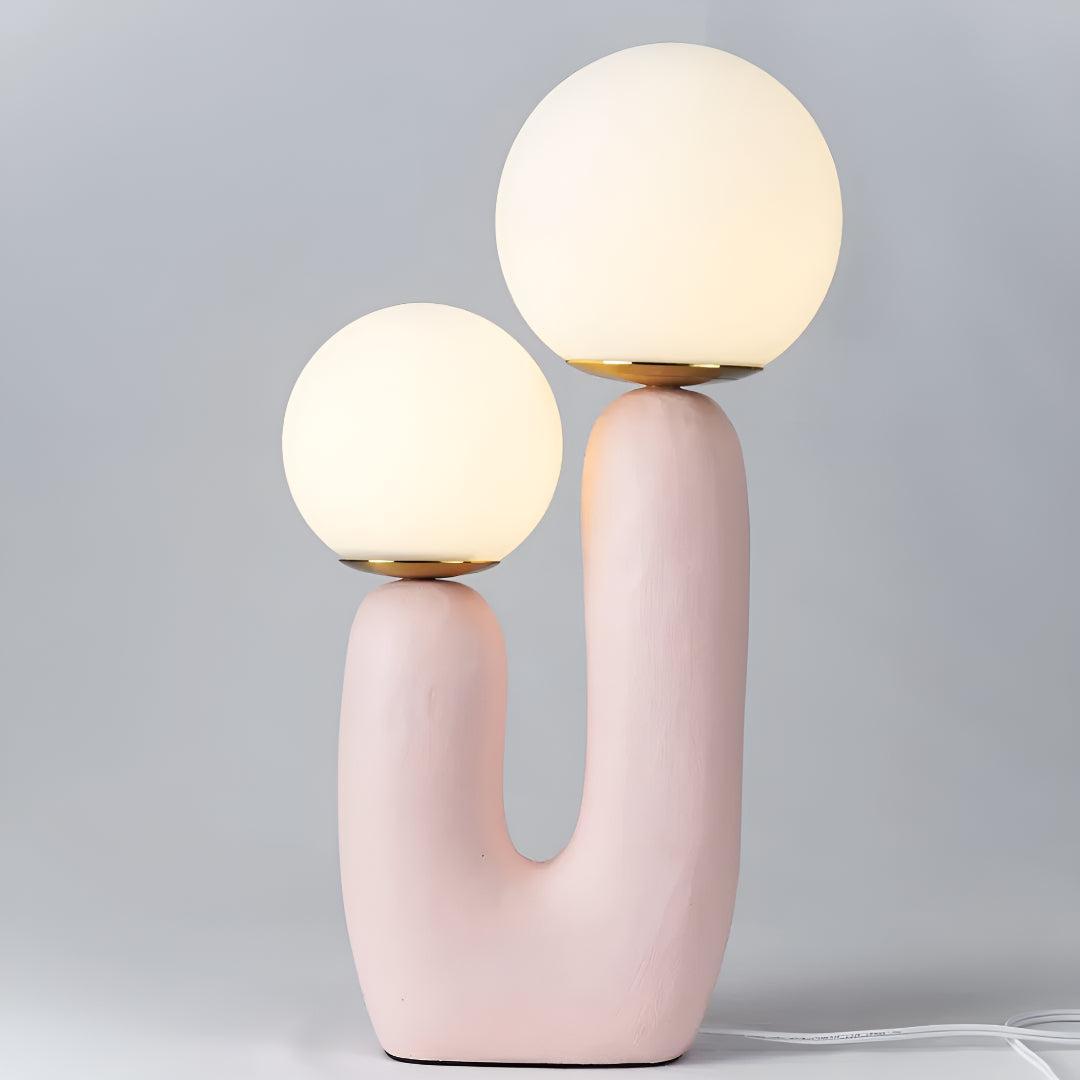 Modern Bedside Table Lamp With Double Glass Globe Design
