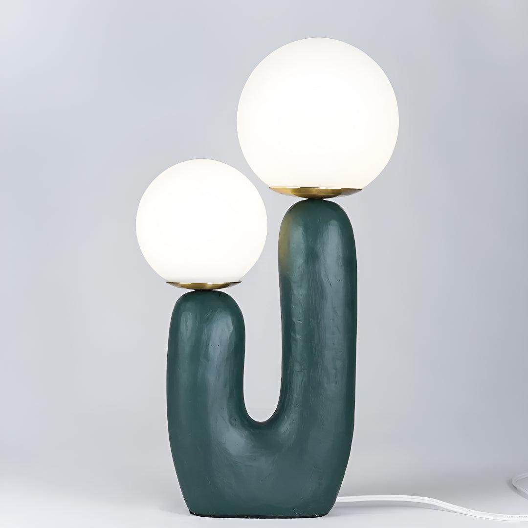 Modern Bedside Table Lamp With Double Glass Globe Design